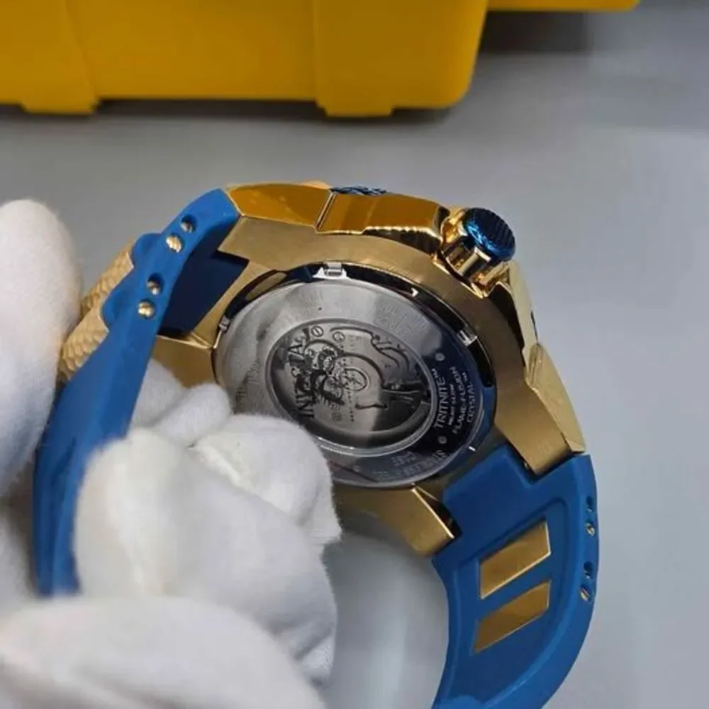 53mm Invicta Automatic Hammered Goldtone | Blue Strap SUBAQUA BOLT Invicta Watch